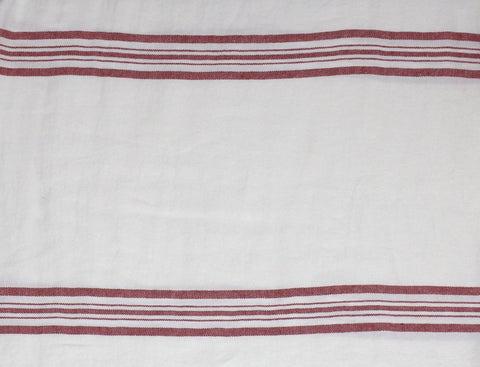 CASTELLINO TWILL BARRE' MACHE' - Off White Red Stripes